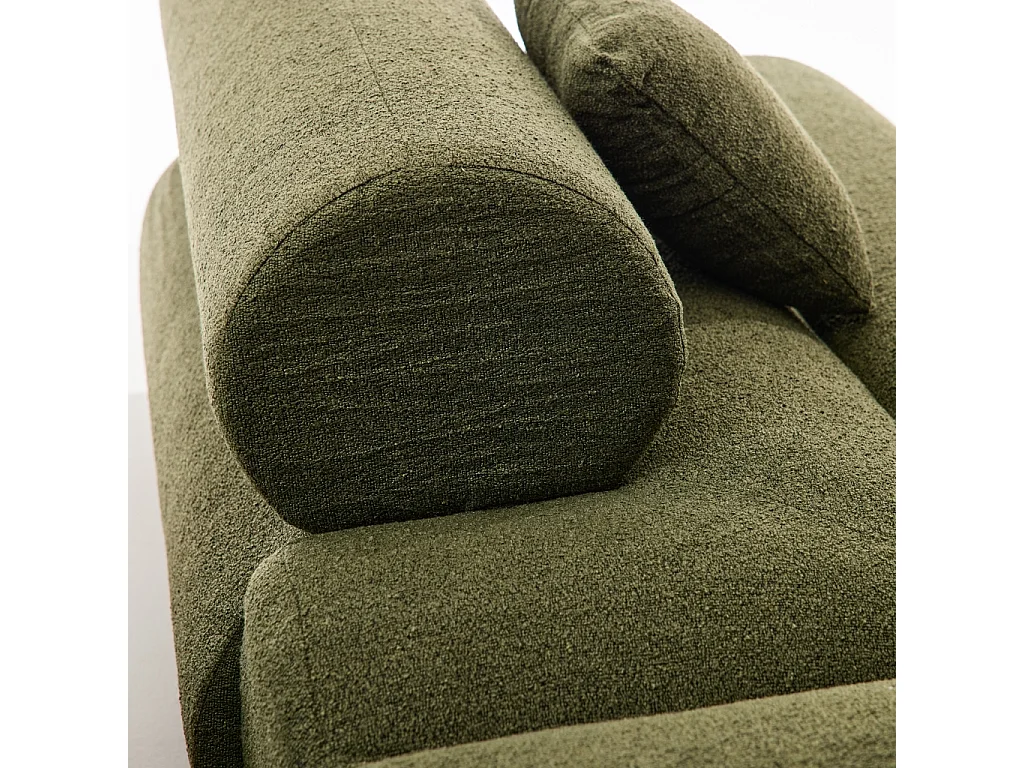 Canapé d'angle droit 3 places en tissu bouclette kaki ICONIK