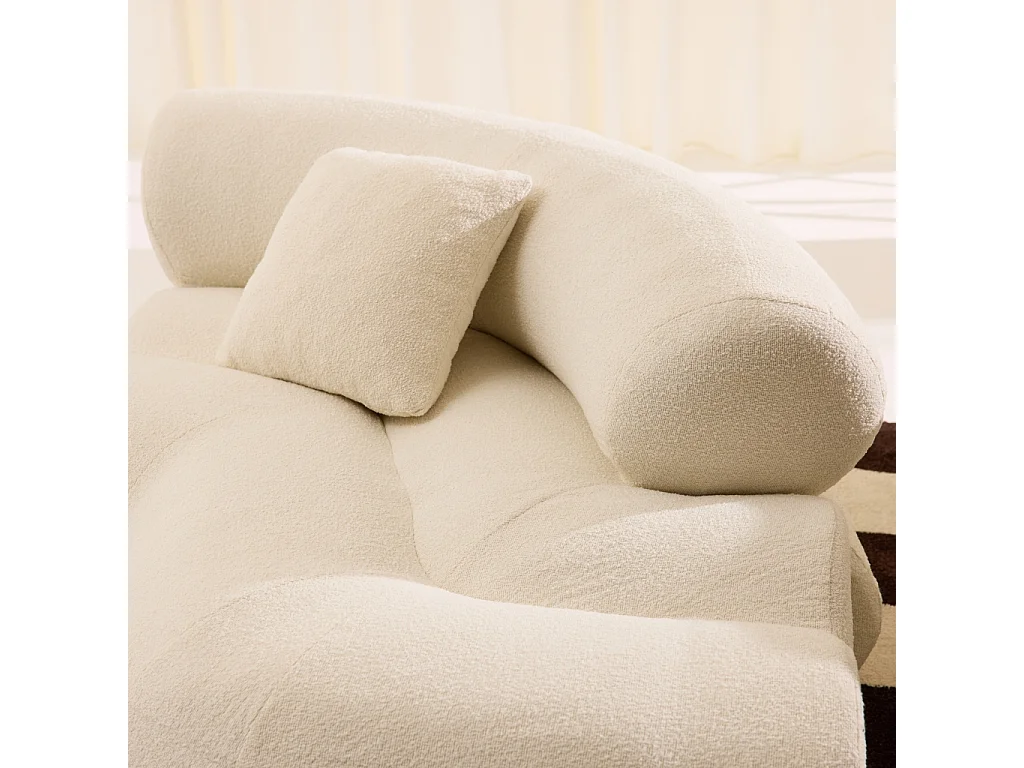 Canapé d'angle droit 3 places en tissu bouclette blanc ICONIK