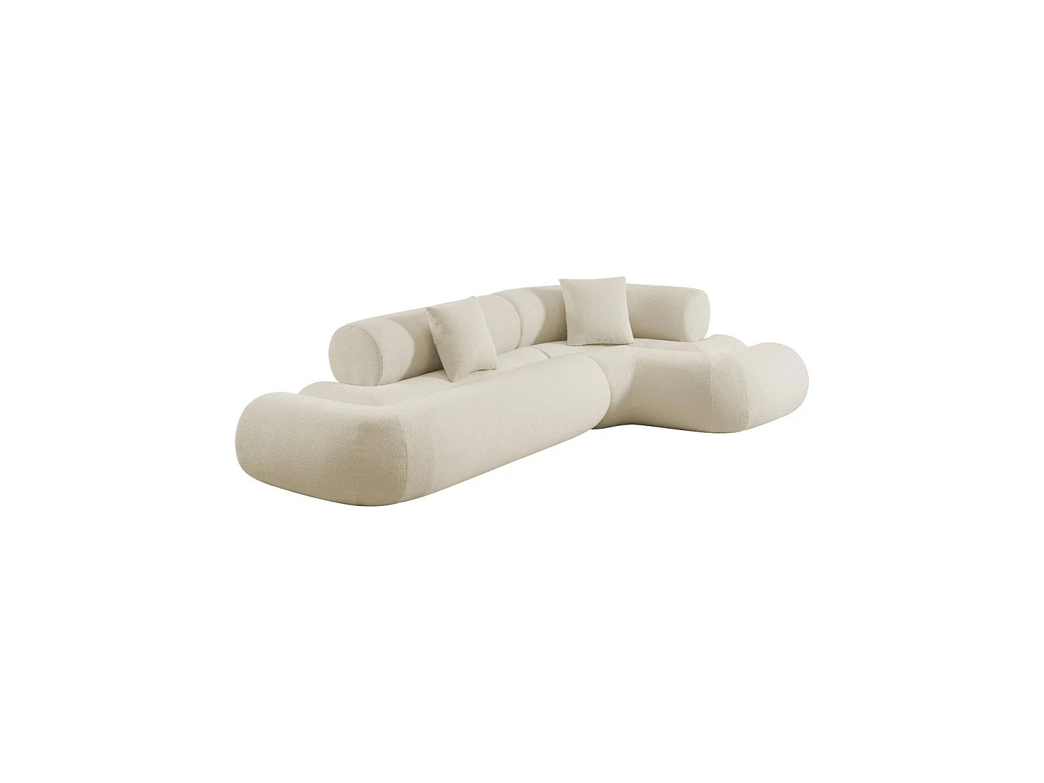 Canapé d'angle droit 3 places en tissu bouclette blanc ICONIK