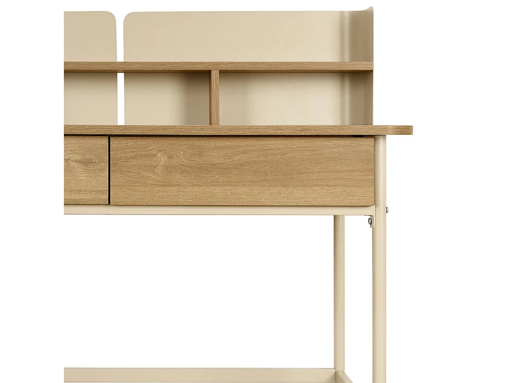 Copa - Bureau 2 tiroirs en bois et métal L100cm - Beige