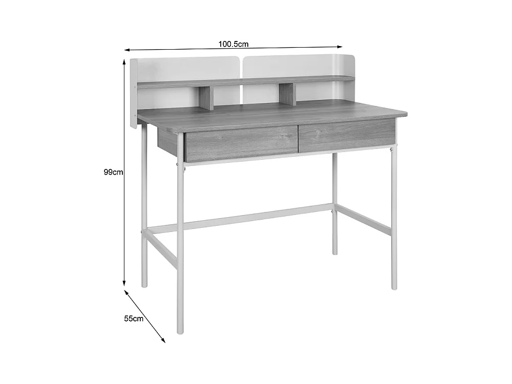 Copa - Bureau 2 tiroirs en bois et métal L100cm - Beige