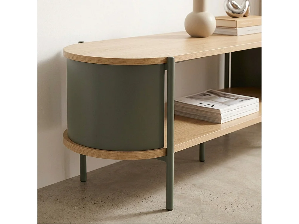 Paco - Meuble TV en bois et métal L120cm - Vert