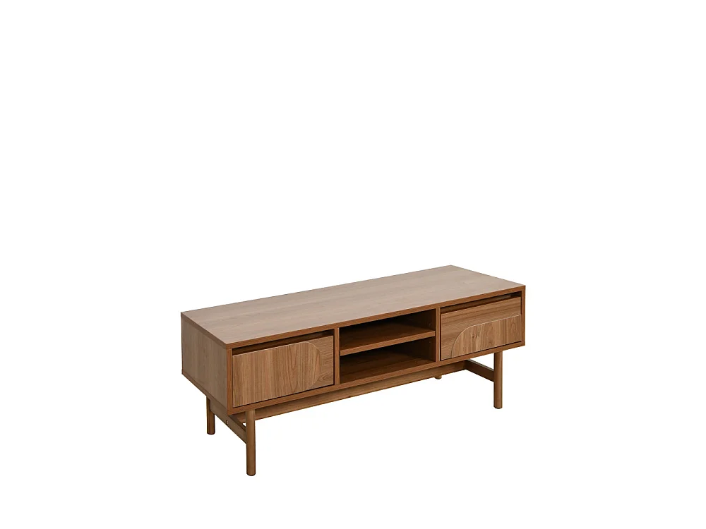 Abby - Meuble TV 2 tiroirs en bois L120cm - Bois foncé