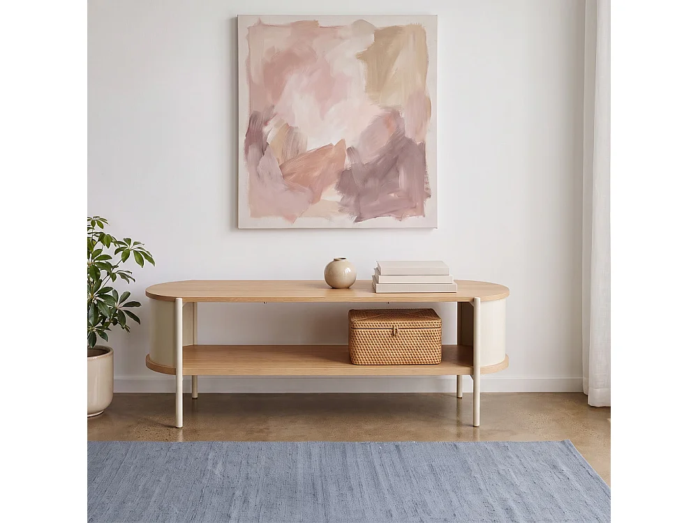 Paco - Meuble TV en bois et métal L120cm - Beige