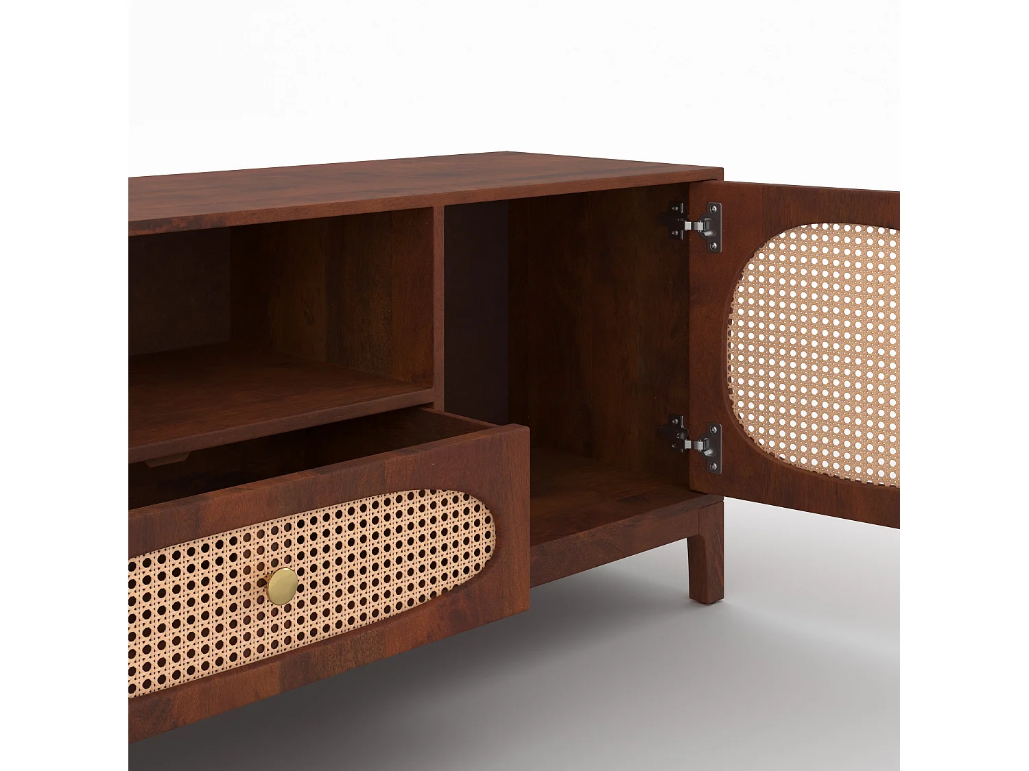 TV-Möbel aus Mangoholz und Rattan - Lanka