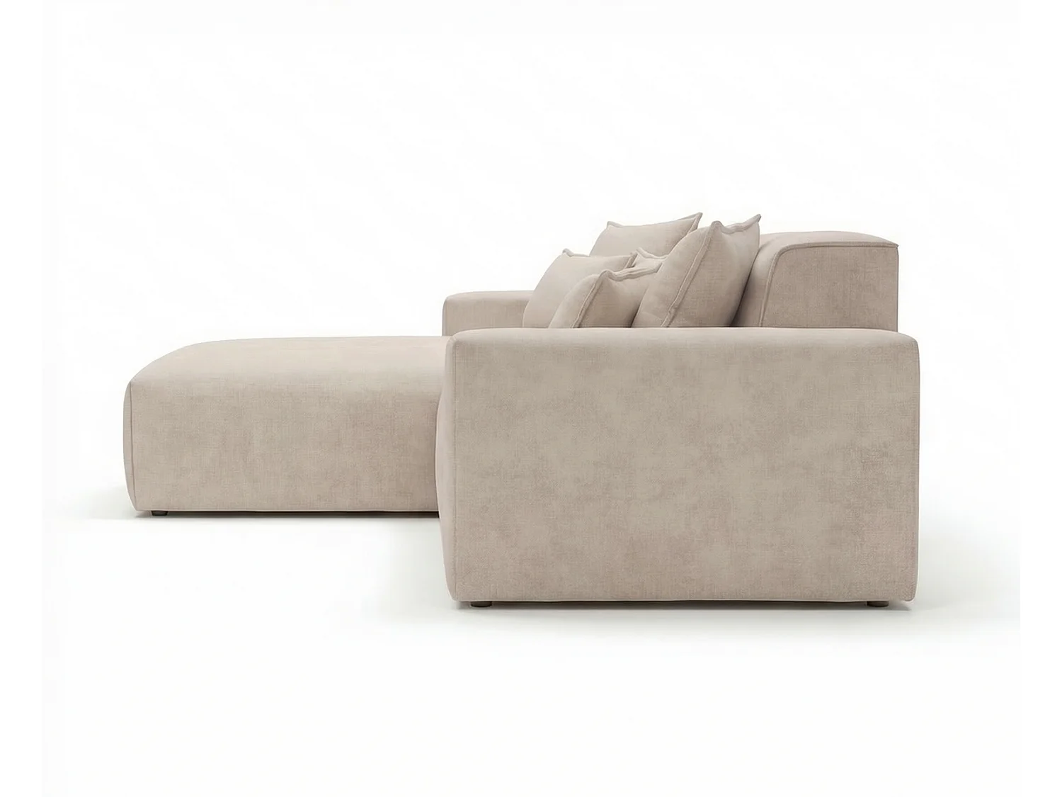 Moderne hoekbank 265 cm Tamari - vaste bank in L-vorm, linkerhoek, dik schuim, Beige