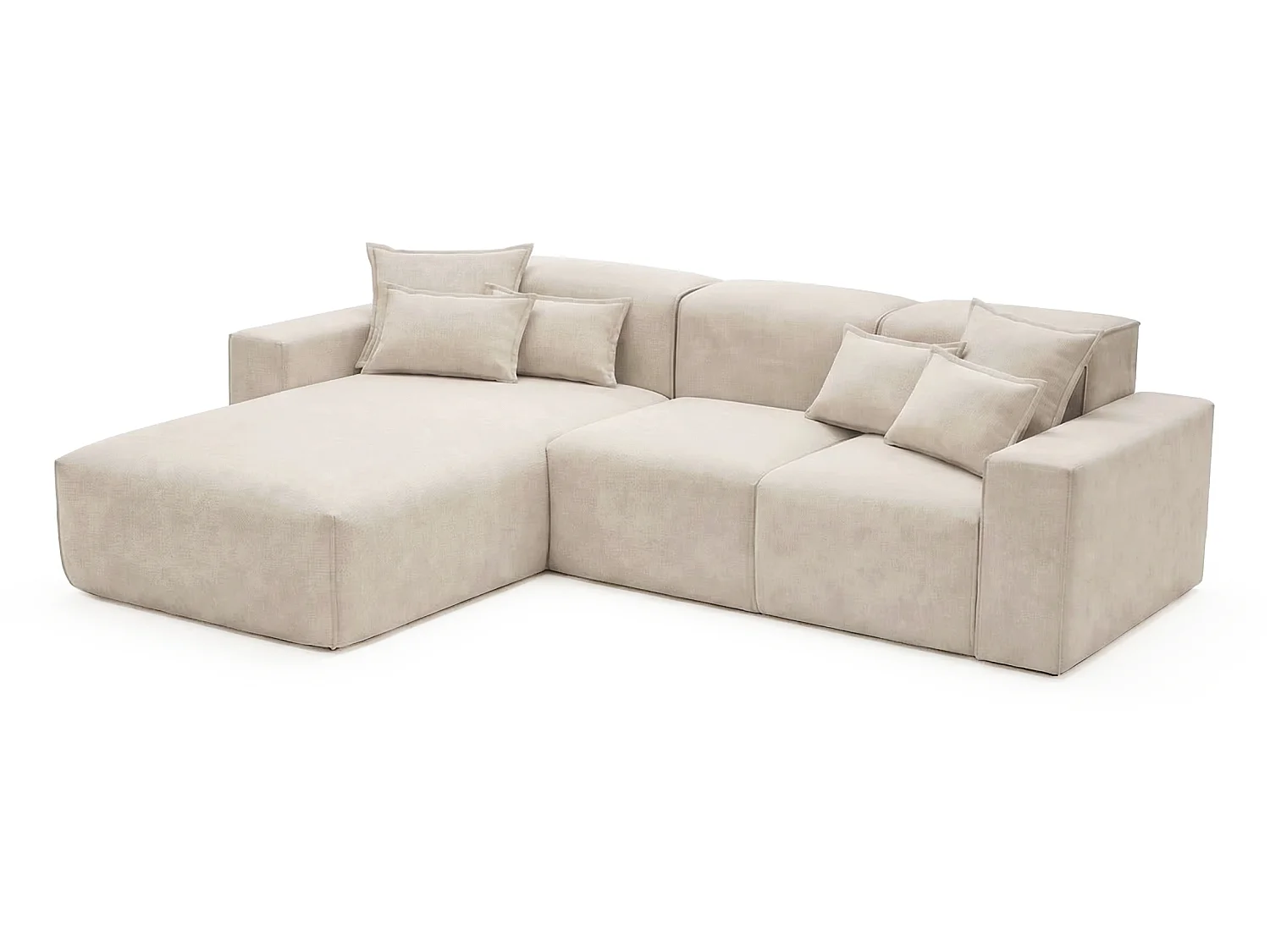Moderne hoekbank 265 cm Tamari - vaste bank in L-vorm, linkerhoek, dik schuim, Beige