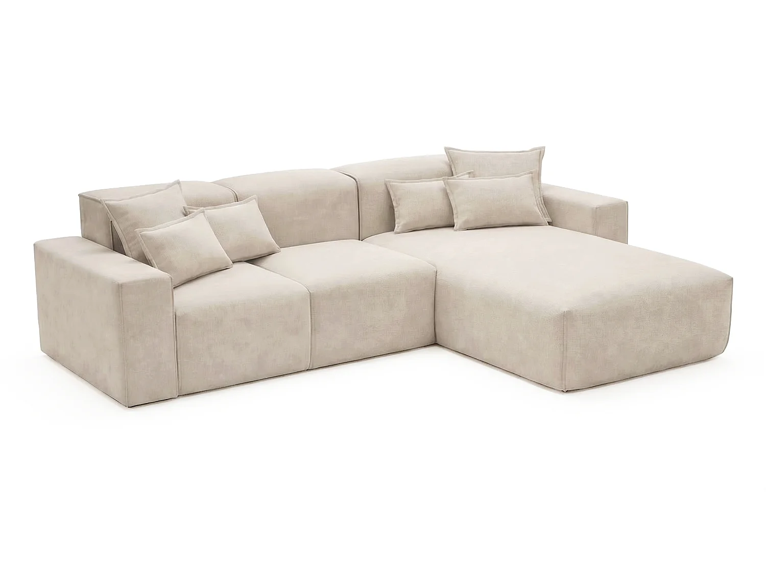 Moderne hoekbank 265 cm Tamari - vaste bank in L-vorm, rechterhoek, dik schuim, Beige