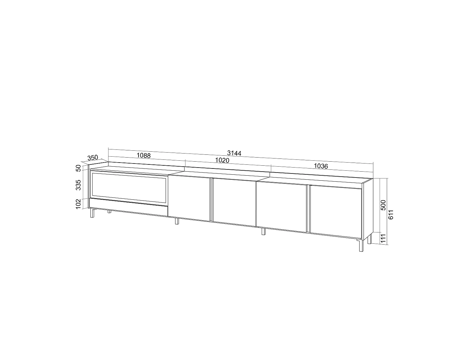 Móvel de TV, 315x61x35 cm, Para televisores até 80", Lareira eléctrica XXL, Design industrial, Led, Carvalho e preto