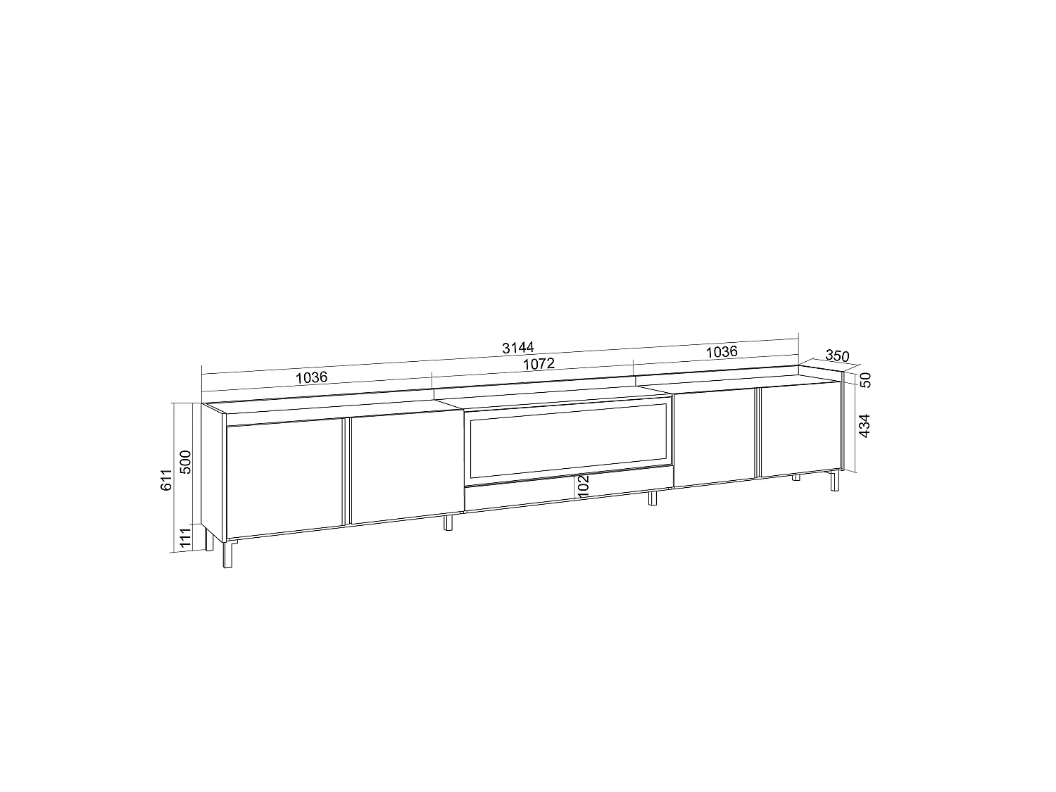 Móvel de TV, 315x61x35 cm, Para televisores até 80", Lareira eléctrica XXL, Design industrial, Led, Carvalho e preto