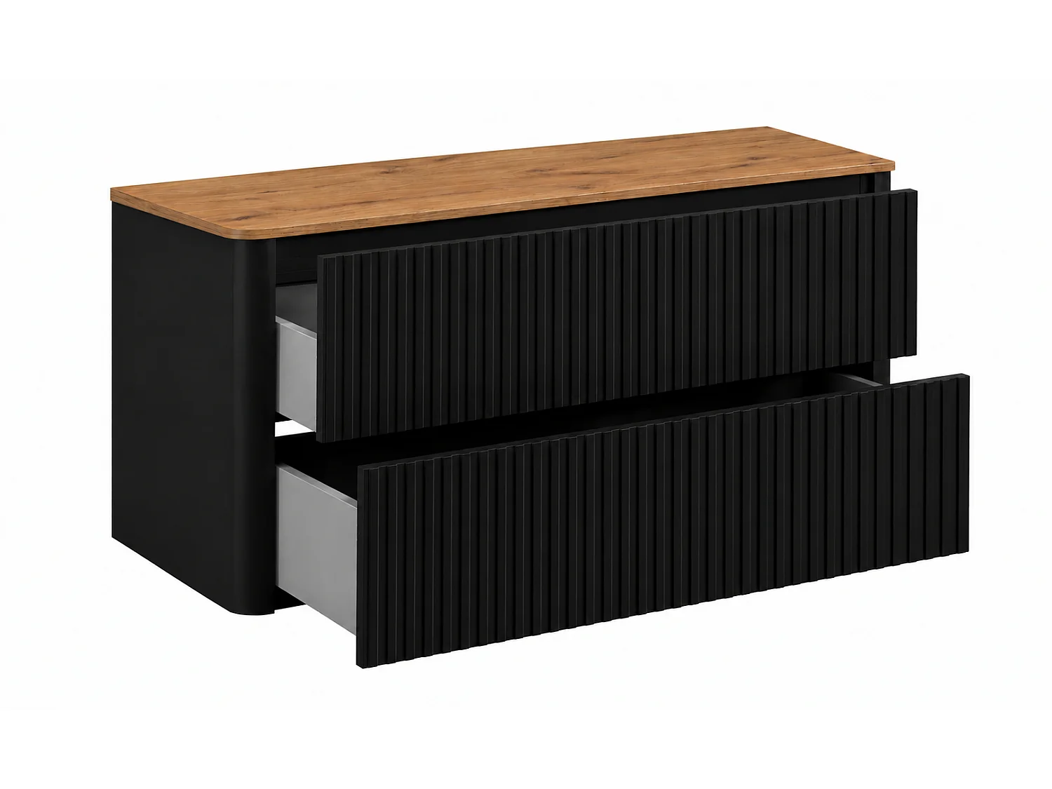 Badkamerkast 100, Zwart, blad craft eiken, poten zwart, 100,8 x 44,2 x 65 cm
