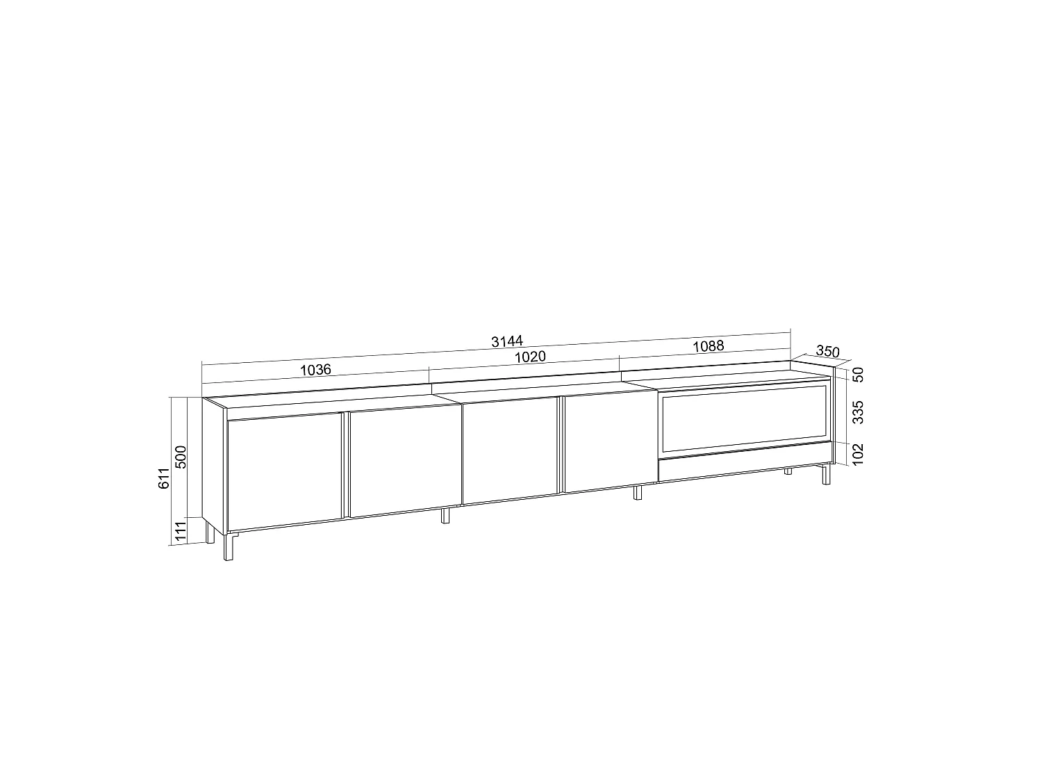 Móvel de TV, 315x61x35 cm, Para televisores até 80", Lareira eléctrica XXL, Design industrial, Led, Carvalho e preto