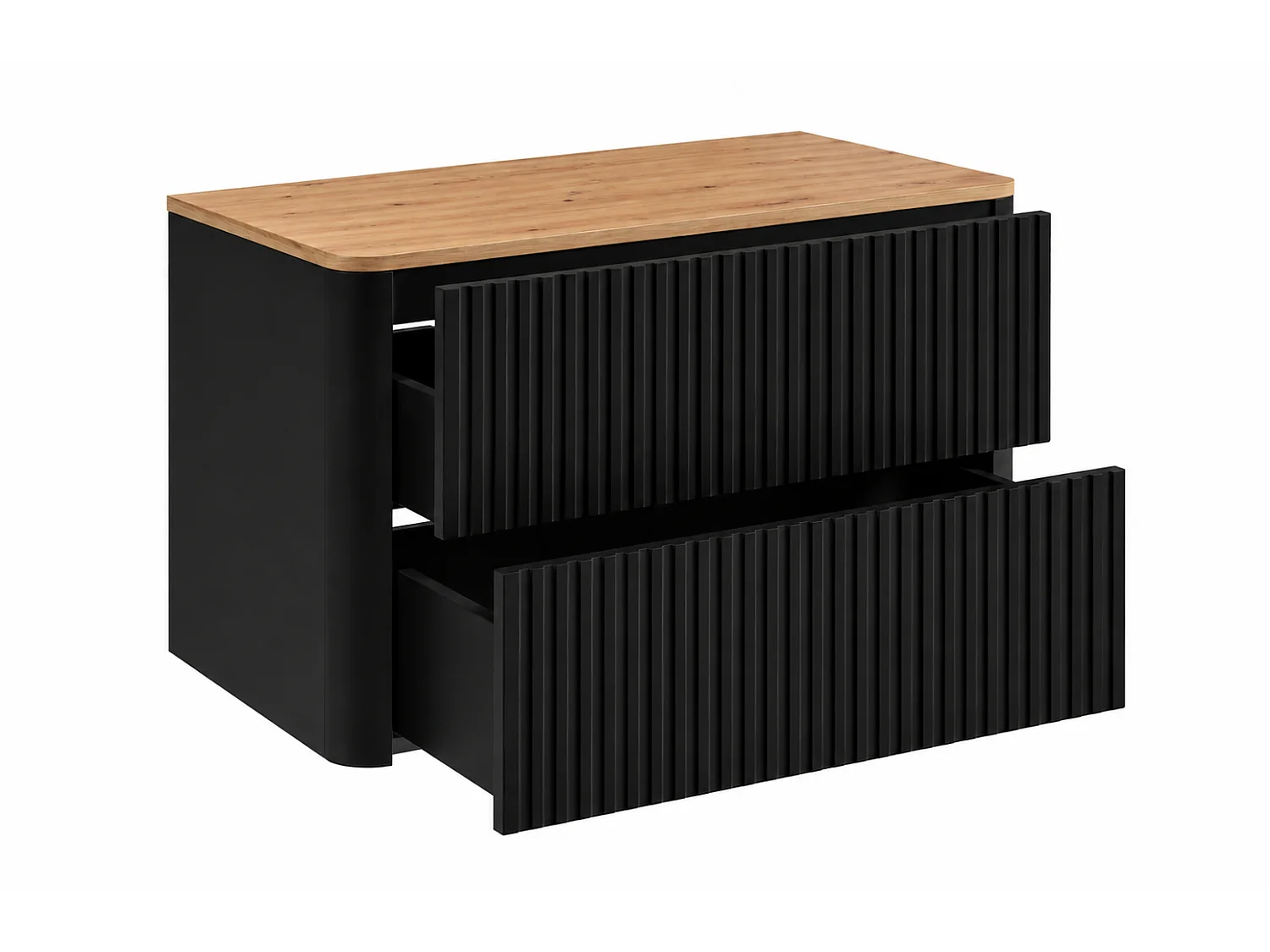 Badezimmerschrank 80, Schwarz, Platte Craft-Eiche, Beine gold, 80,8 x 44,2 x 65 cm