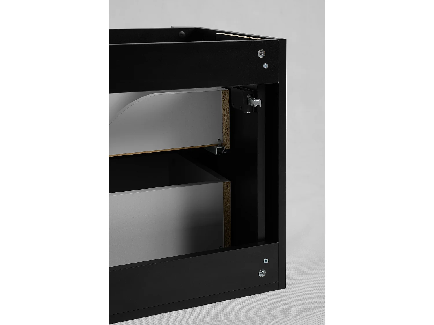 Badezimmerschrank 100, Schwarz, Platte Craft-Eiche, Beine gold, 100,8 x 44,2 x 65 cm