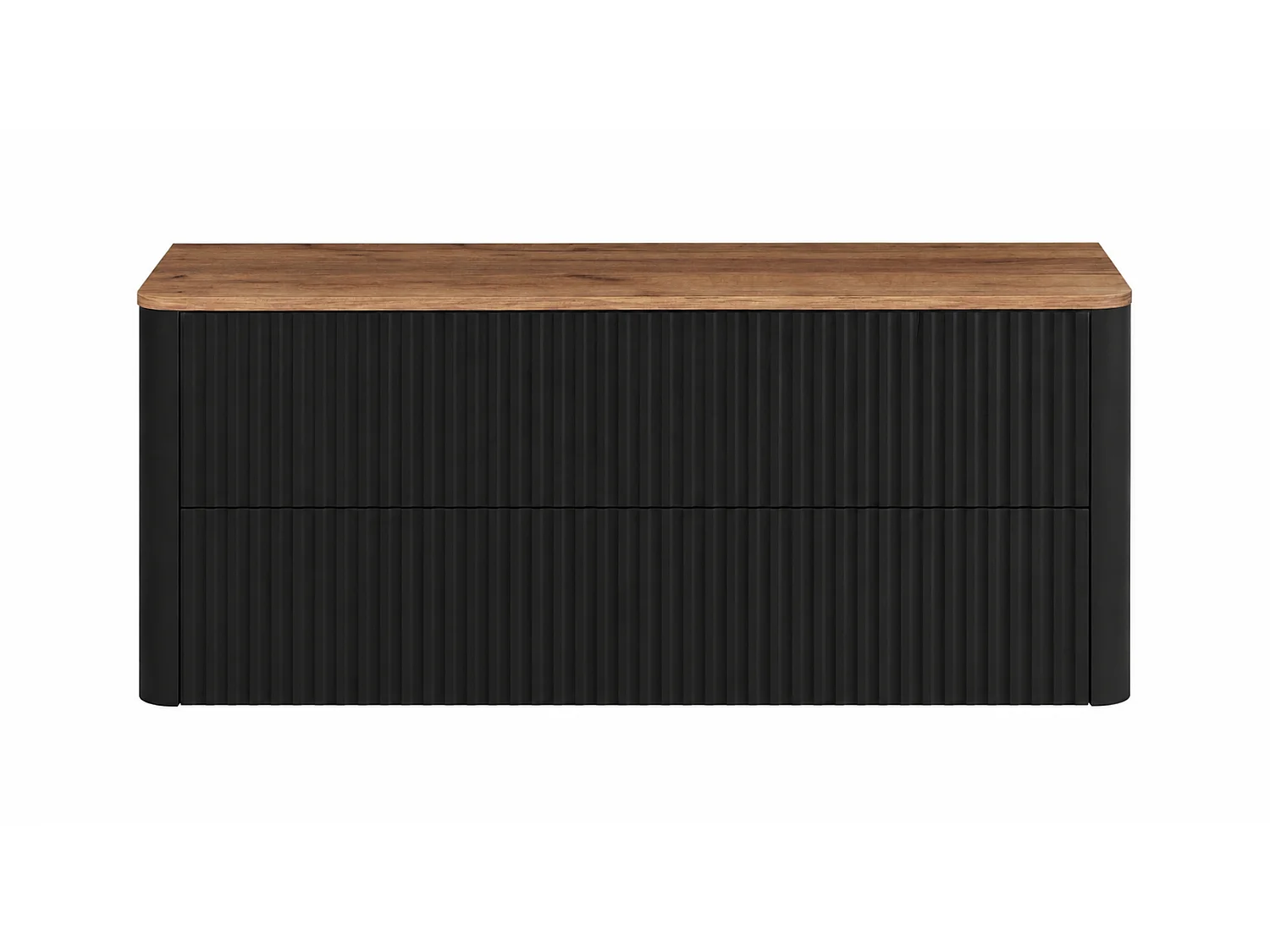 Badezimmerschrank 120, Schwarz, Platte Craft-Eiche, Beine schwarz, 120,8 x 44,2 x 65 cm