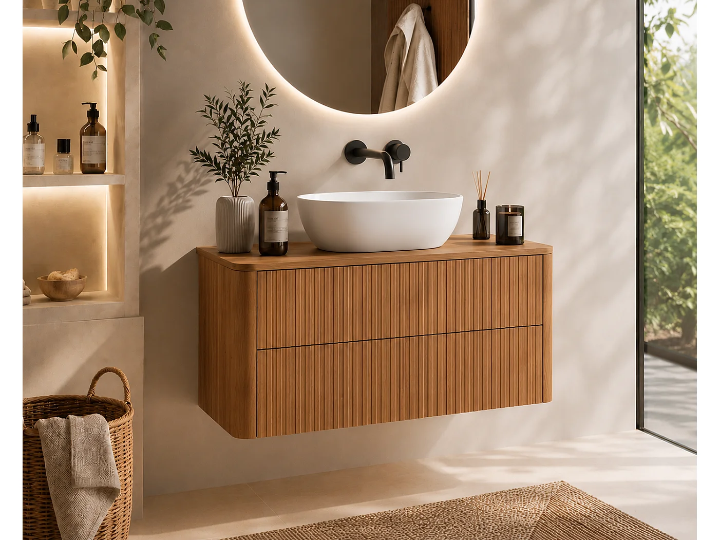 Meuble de salle de bain 120, Chêne craft, plan chêne craft, 120,8 x 44,2 x 50 cm