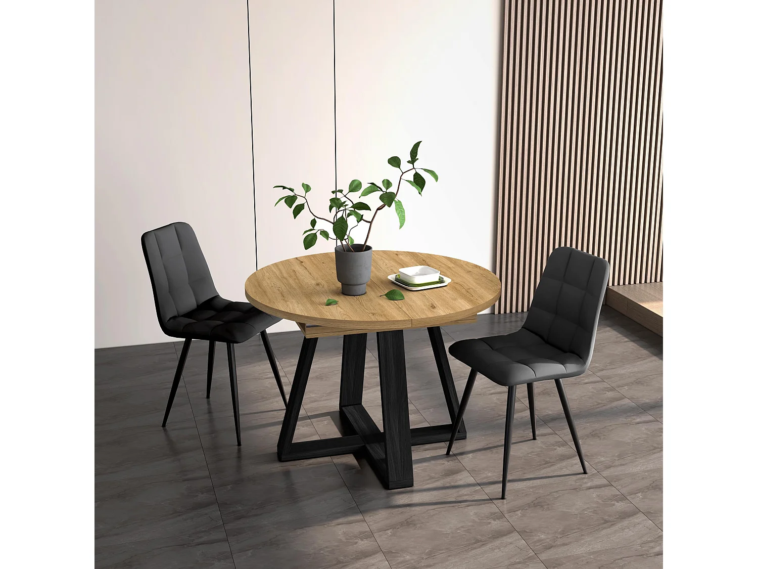 Table Extensible, 103x103x73, Pour 6 personnes, De Salle à Manger, Chêne