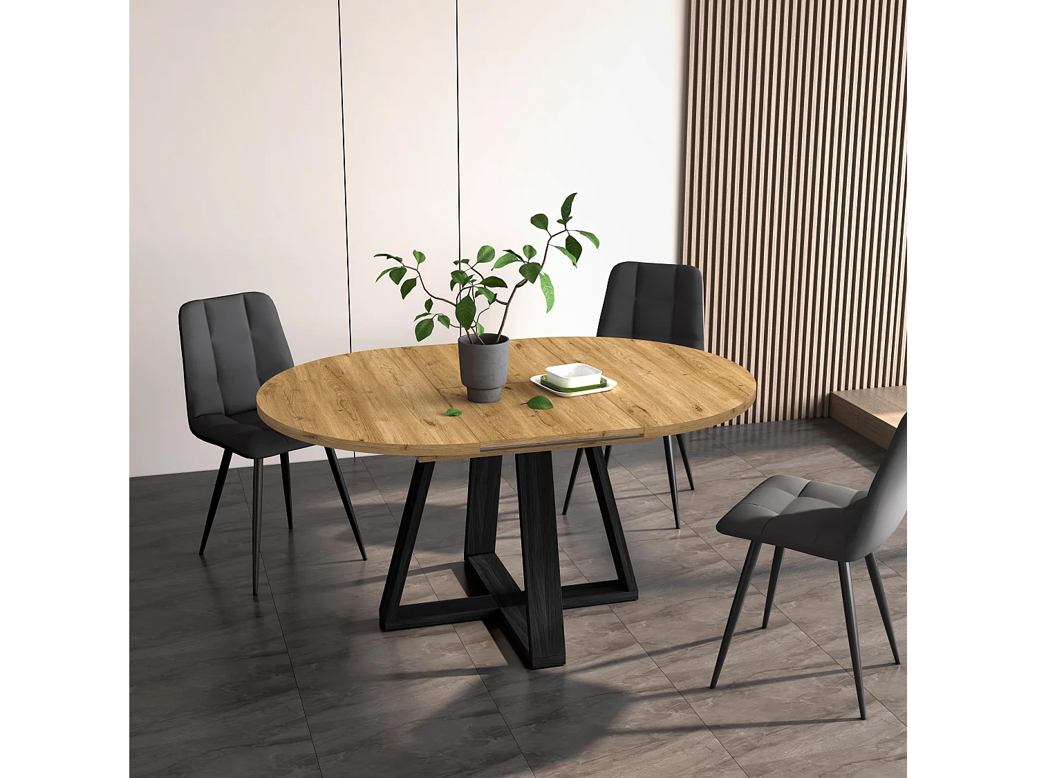 Table Extensible, 103x103x73, Pour 6 personnes, De Salle à Manger, Chêne