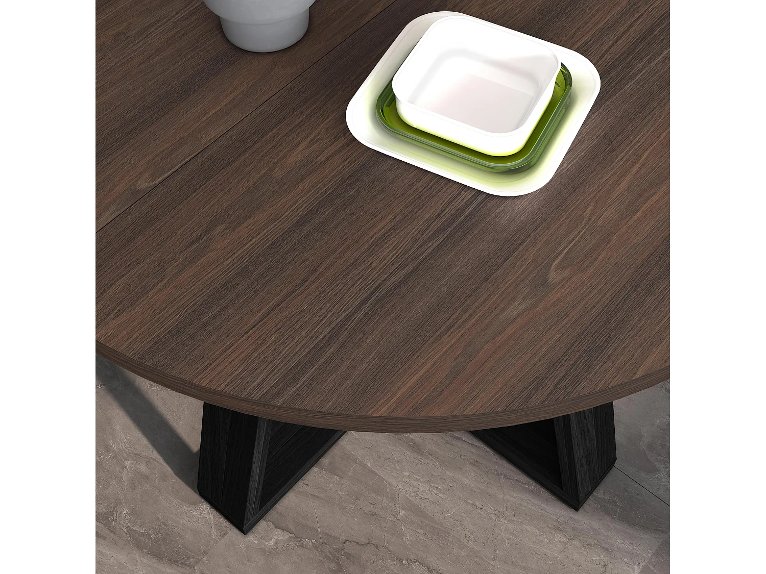 Table Extensible, 103x103x73, Pour 6 personnes, De Salle à Manger, Chêne foncé