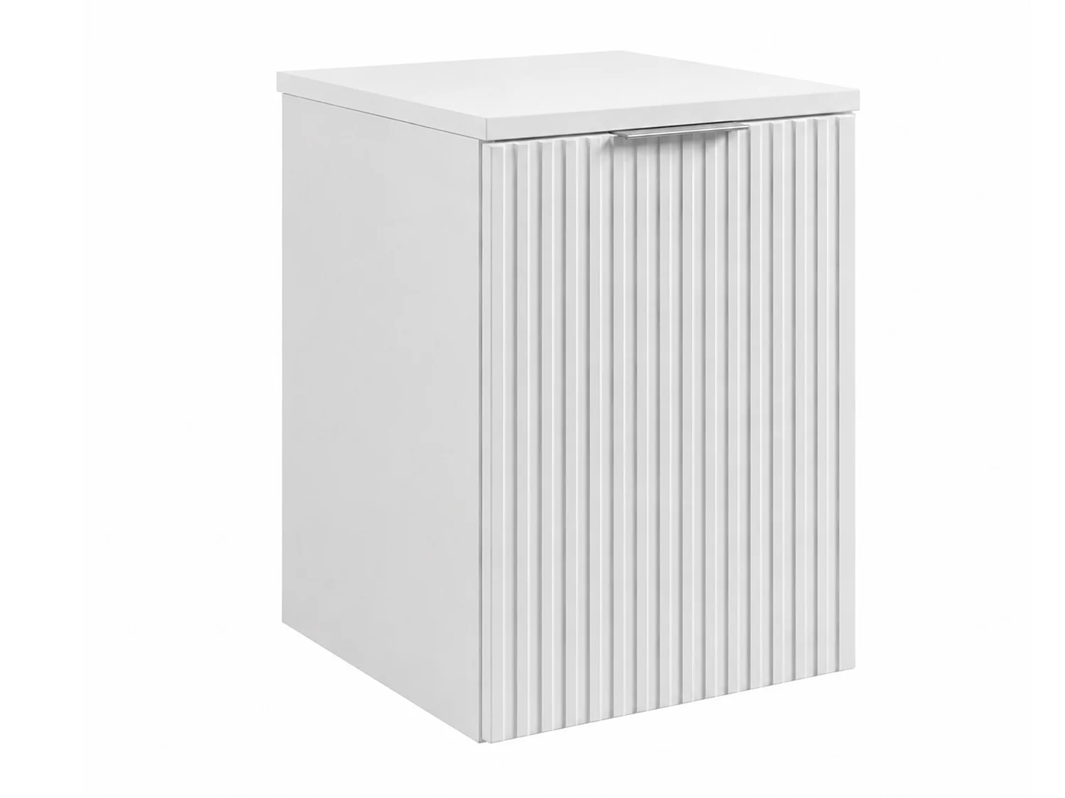Vägghängt badrumsskåp med korg, Vit / skiva Vit, handtag silver, 40 x 46 x 58,6 cm