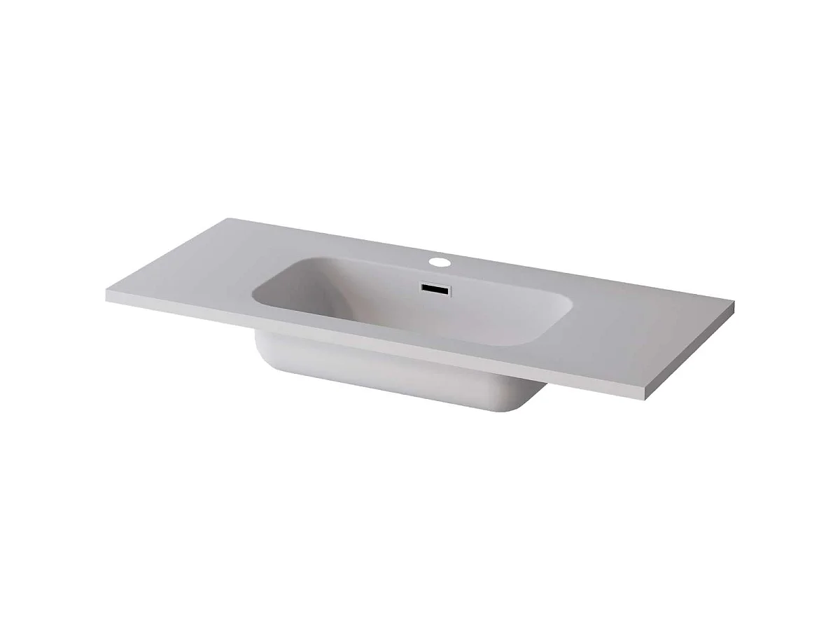 Badkamermeubel 80 cm medium eiken "Sand" met mat witte solid surface wastafel Blow, 2 lades, H54 x P45 cm, Mod. RANDOM