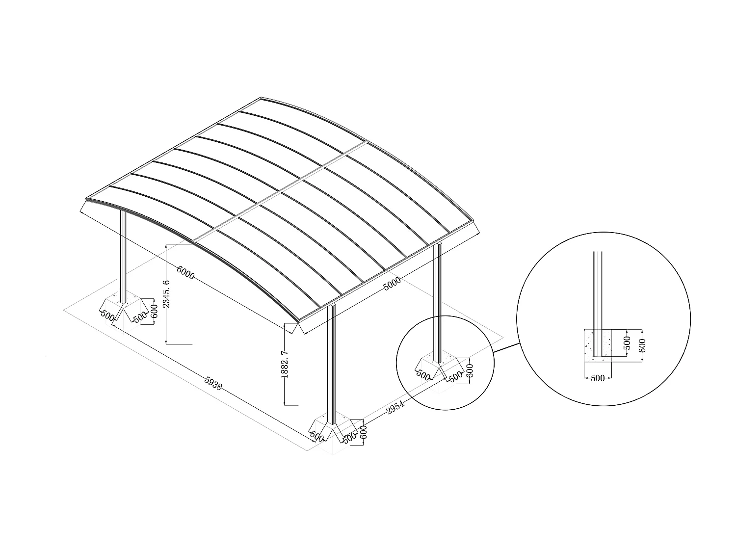 Carport pergola autoportant en aluminium - 2 voitures - 30m² - gris anthracite – ALUVIO