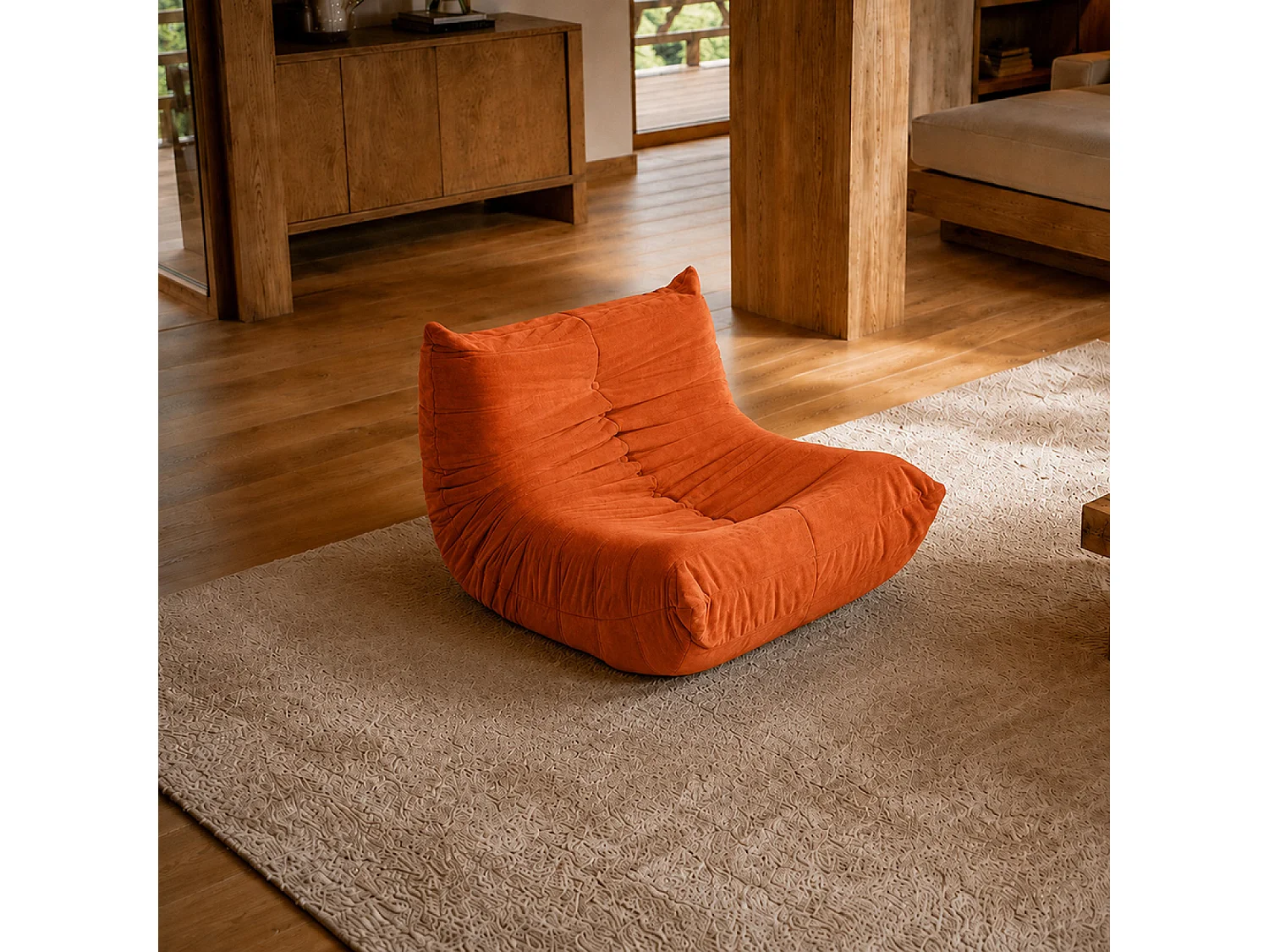 Fauteuil compressé en velours terracotta DERRY