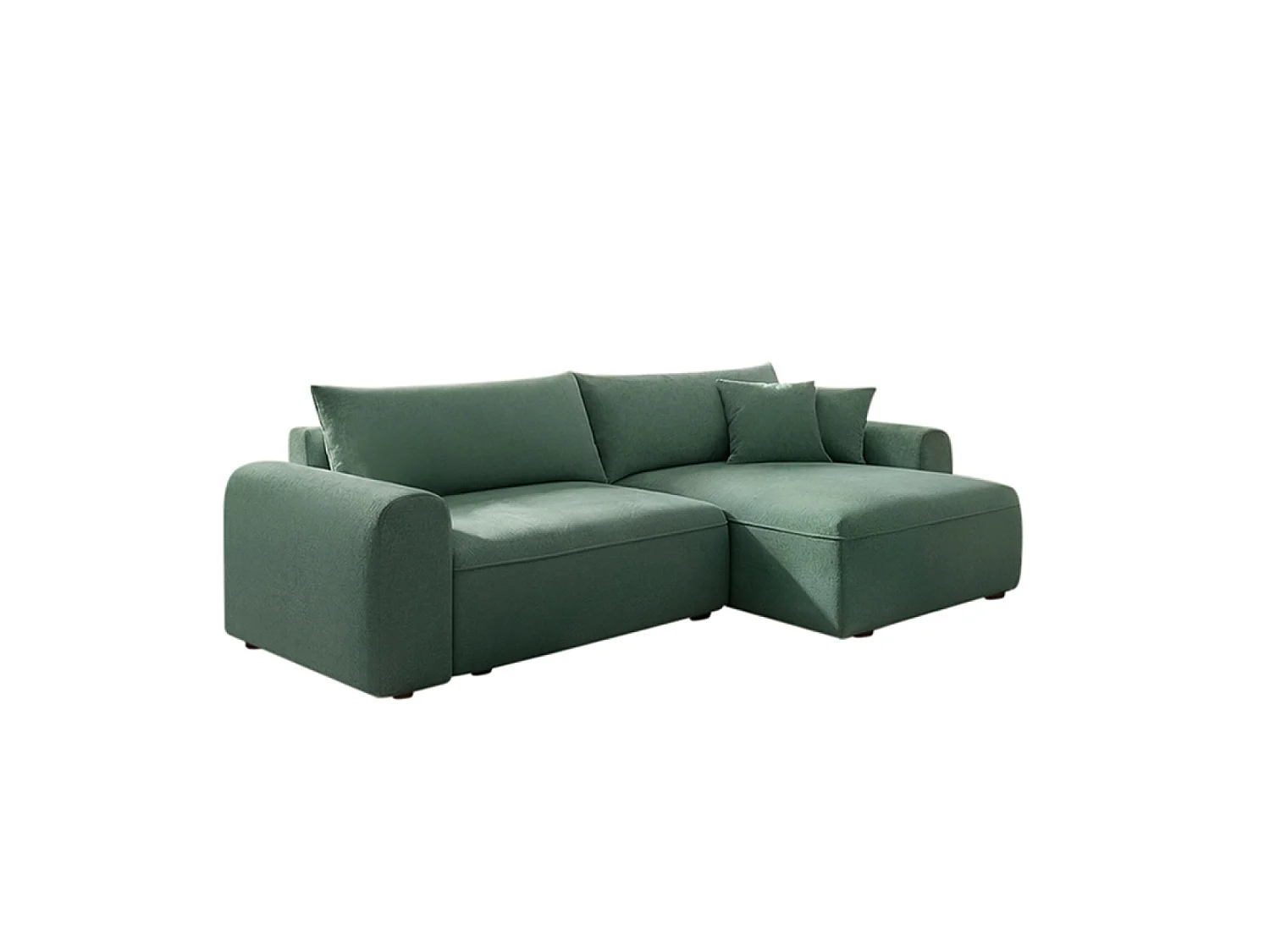 Canapé d'angle convertible 4 places avec coffre en tissu vert BELAIR