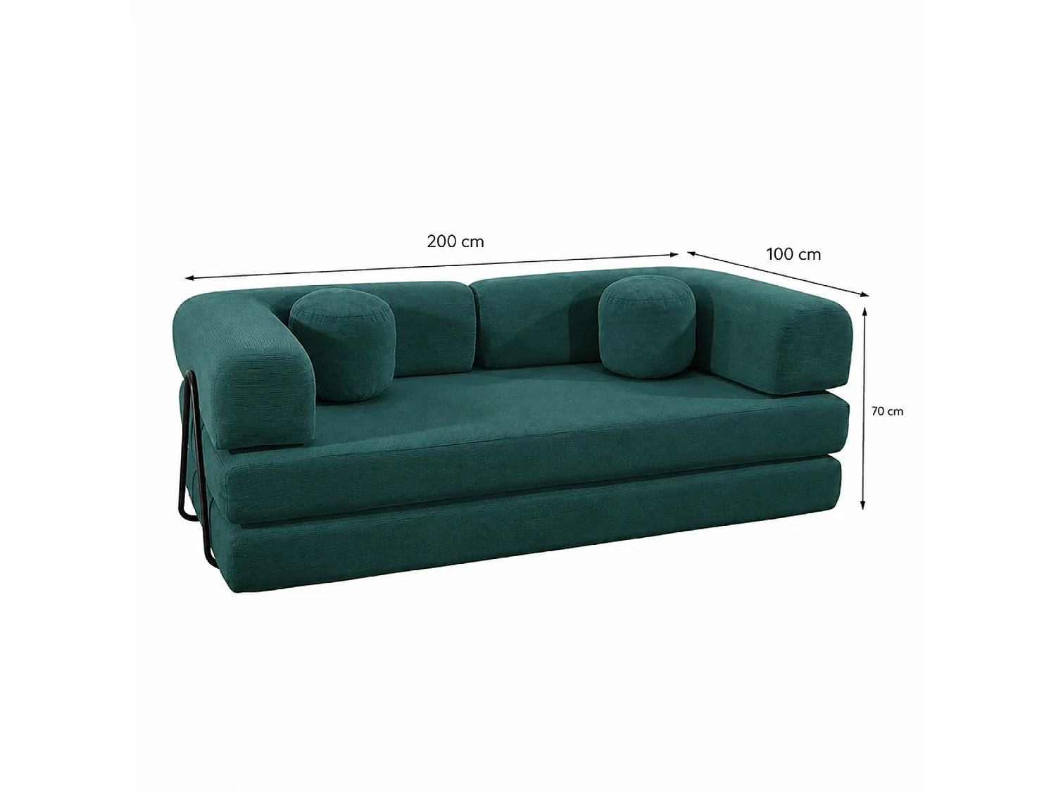 Canapé compressé convertible modulable 3 places en velours côtelé vert CROSBY