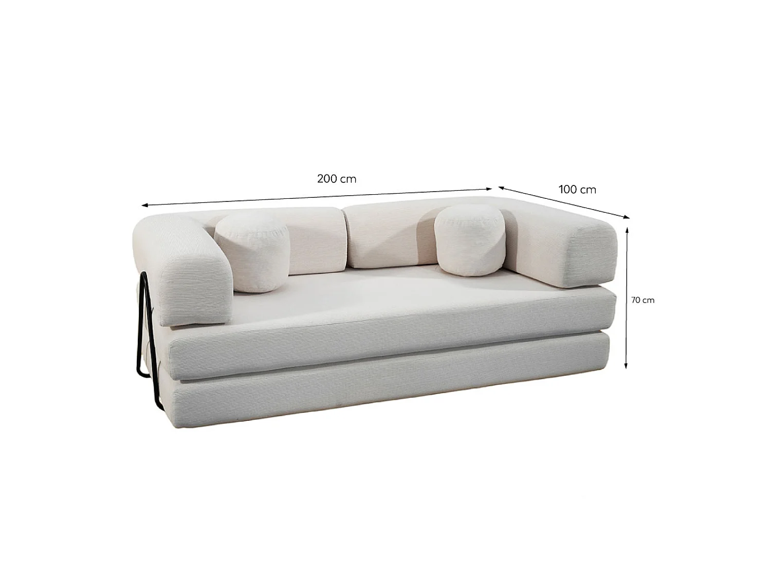 Canapé compressé convertible modulable 3 places en velours côtelé beige CROSBY