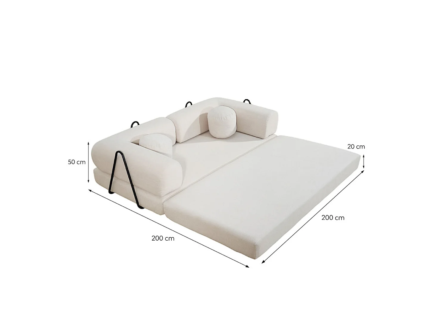 Canapé compressé convertible modulable 3 places en velours côtelé beige CROSBY