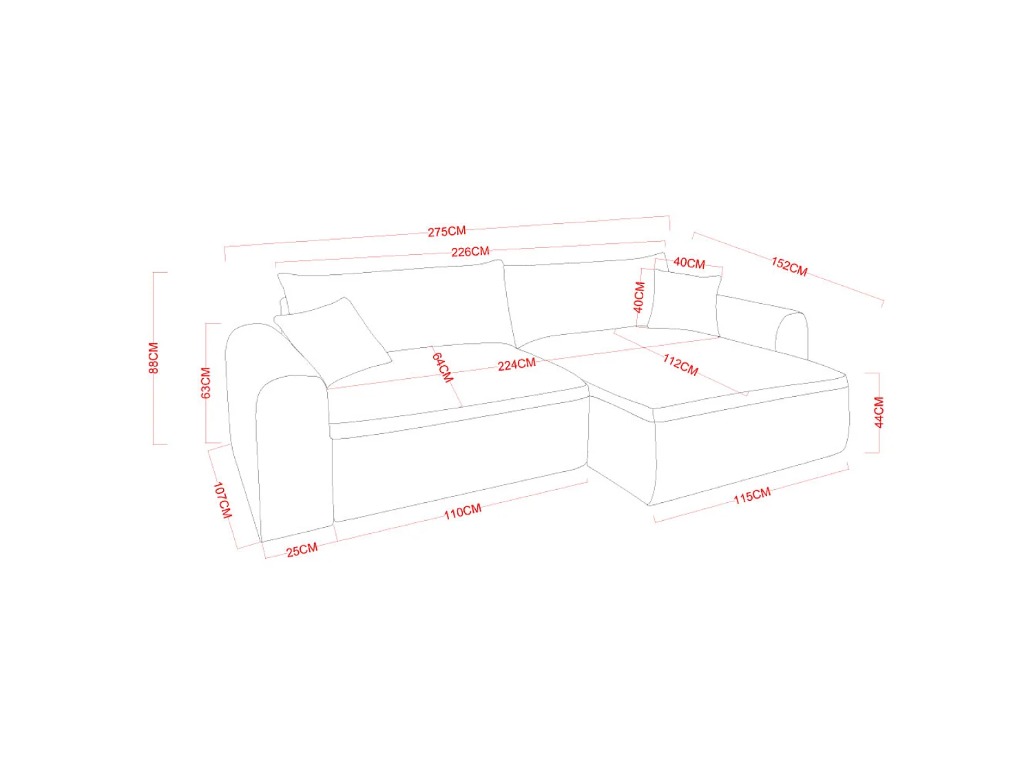 Canapé d'angle convertible 4 places avec coffre en tissu vert BELAIR