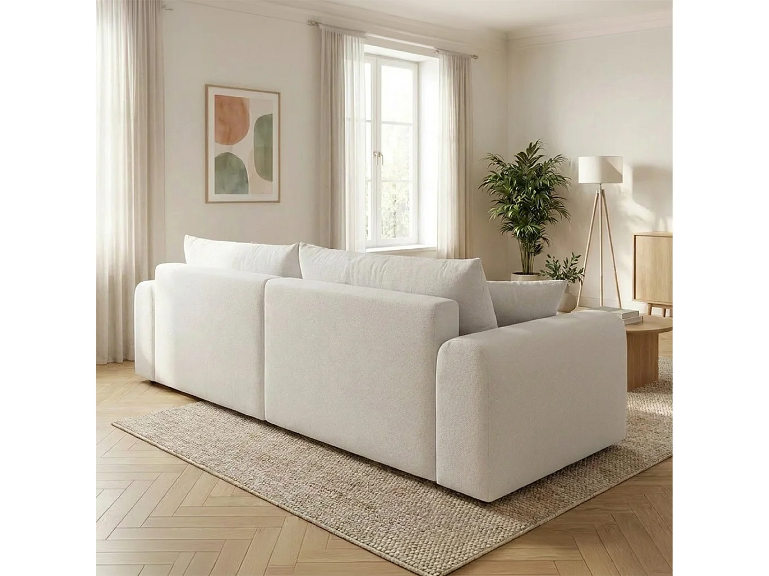Canapé d'angle convertible 4 places avec coffre en tissu vert BELAIR