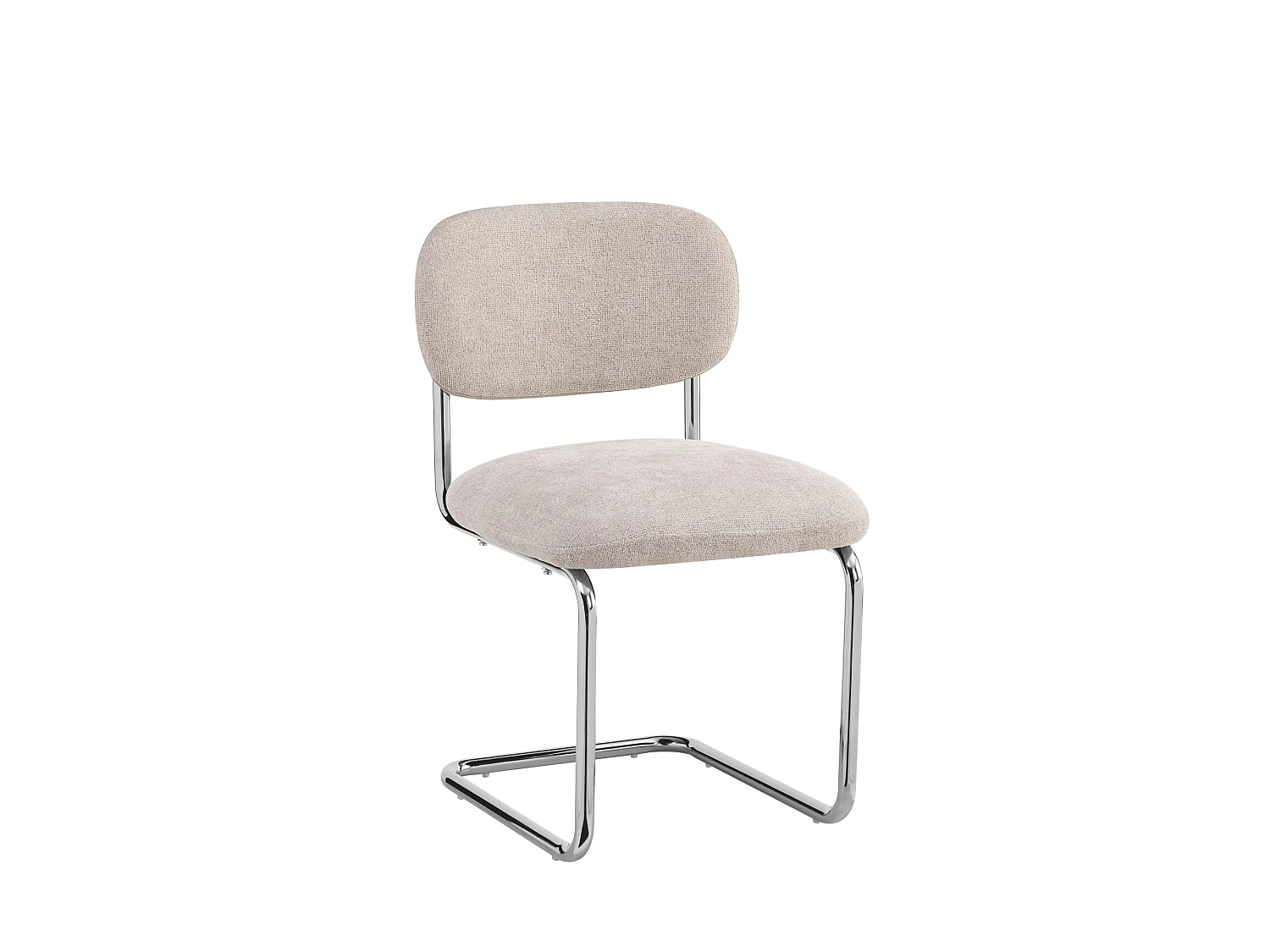 Lot de 4 chaises salle à manger tissu marron glacé, pied chrome - ARC