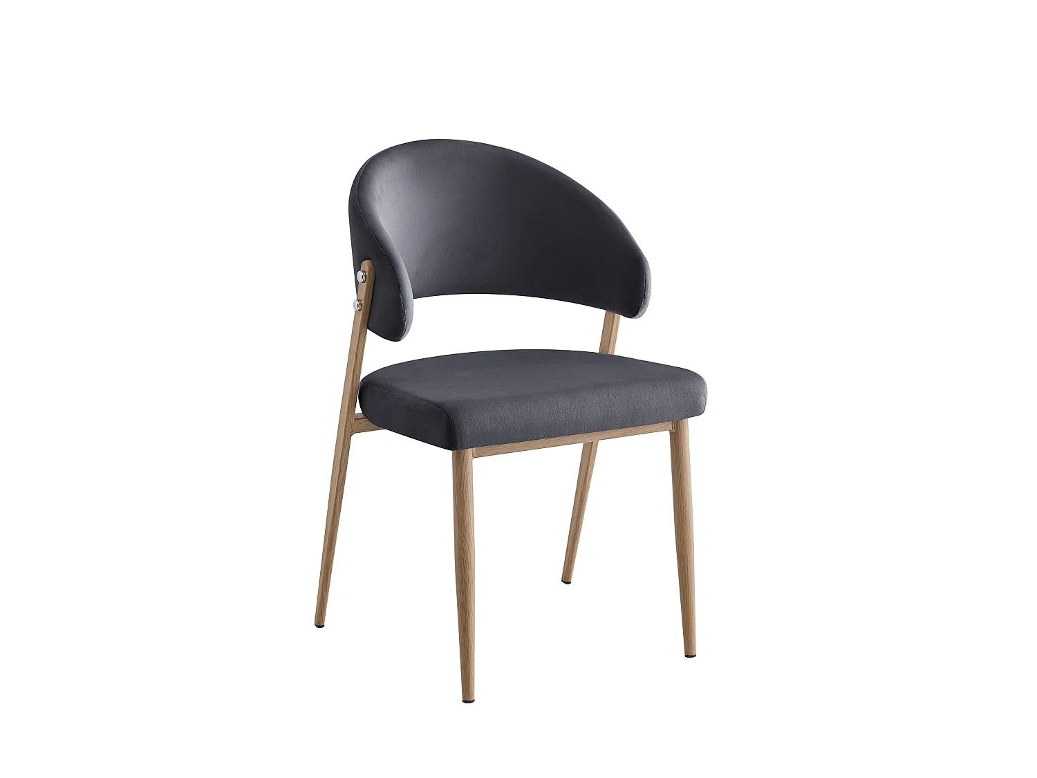 Lot de 4 chaises salle à manger velours anthracite pieds effet bois LAMIA