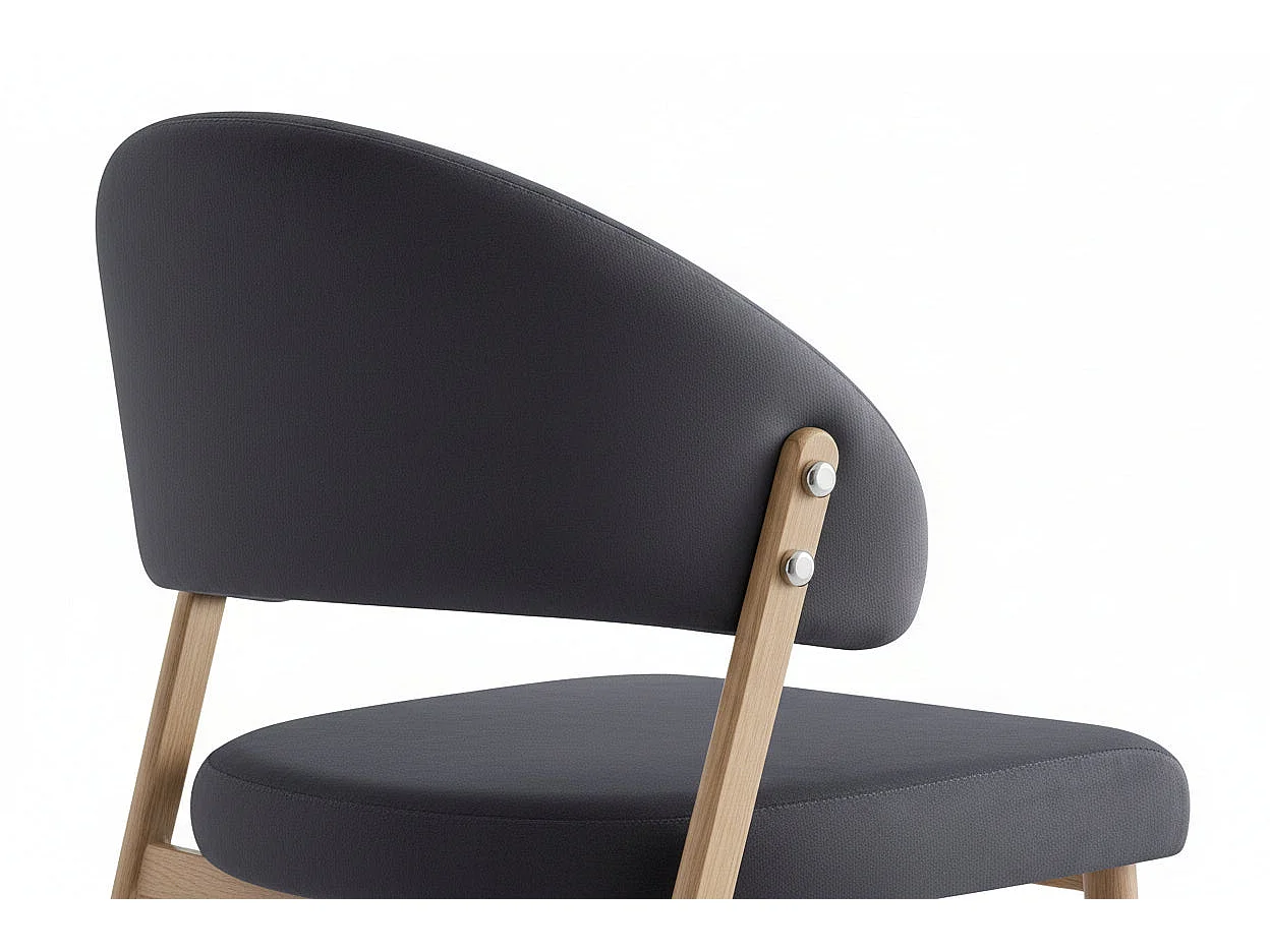 Lot de 4 chaises salle à manger velours anthracite pieds effet bois LAMIA