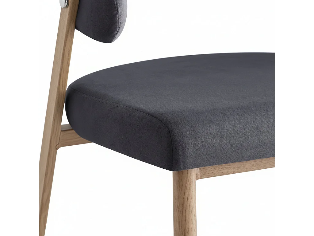 Lot de 4 chaises salle à manger velours anthracite pieds effet bois LAMIA