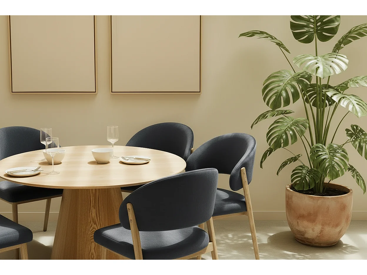 Lot de 4 chaises salle à manger velours anthracite pieds effet bois LAMIA