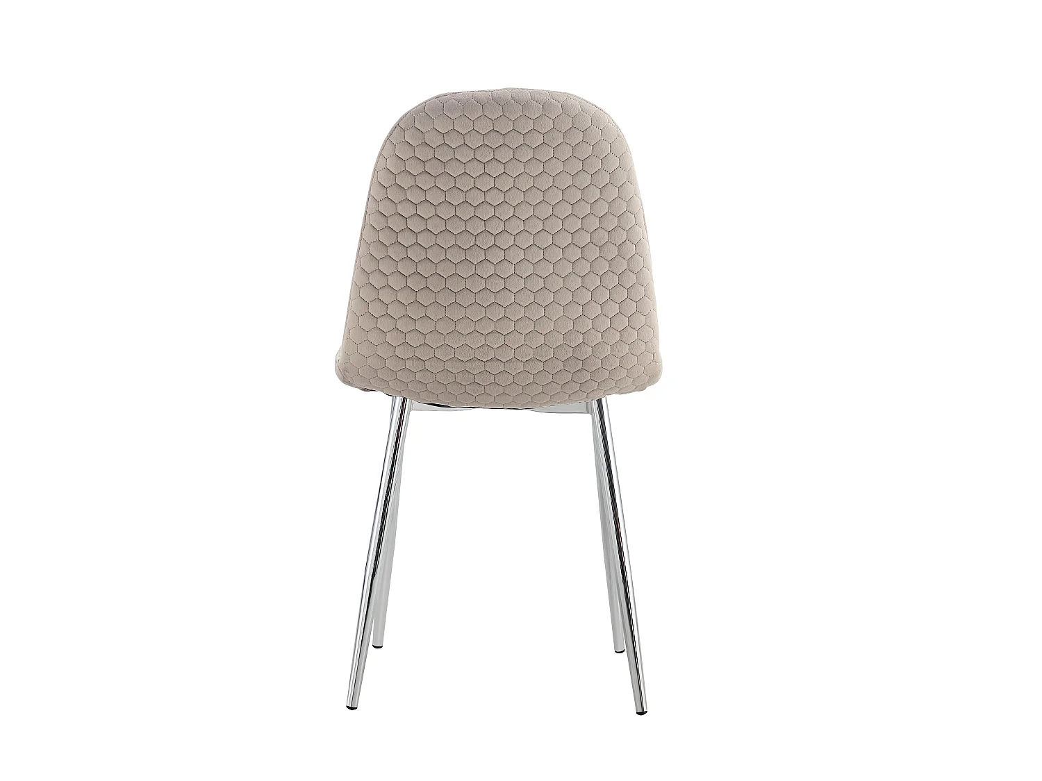 Lot 4 Chaises Salle à Manger Scandinave Alvéole Velours Taupe Pieds Chrome