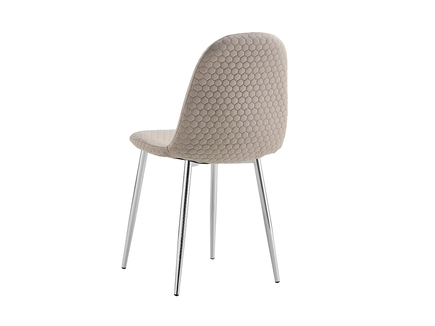 Lot 4 Chaises Salle à Manger Scandinave Alvéole Velours Taupe Pieds Chrome
