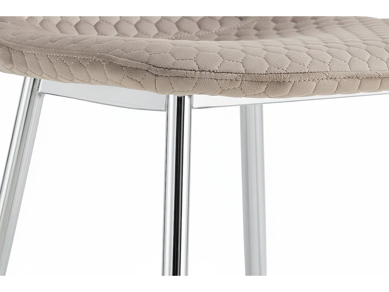 Lot 4 Chaises Salle à Manger Scandinave Alvéole Velours Taupe Pieds Chrome