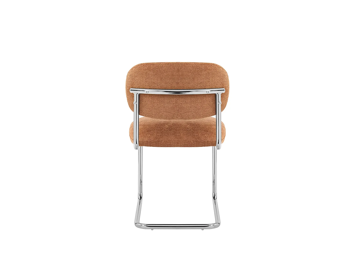 Lot de 4 chaises salle à manger tissu terracotta, pied chrome - ARC