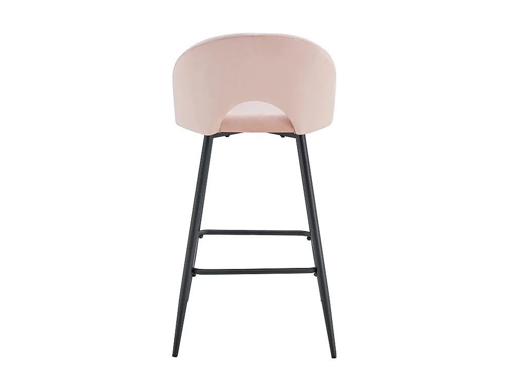 Lot 2 Tabourets de Bar Teddy Velours Rose Pieds Métal Noir 47x36x98cm