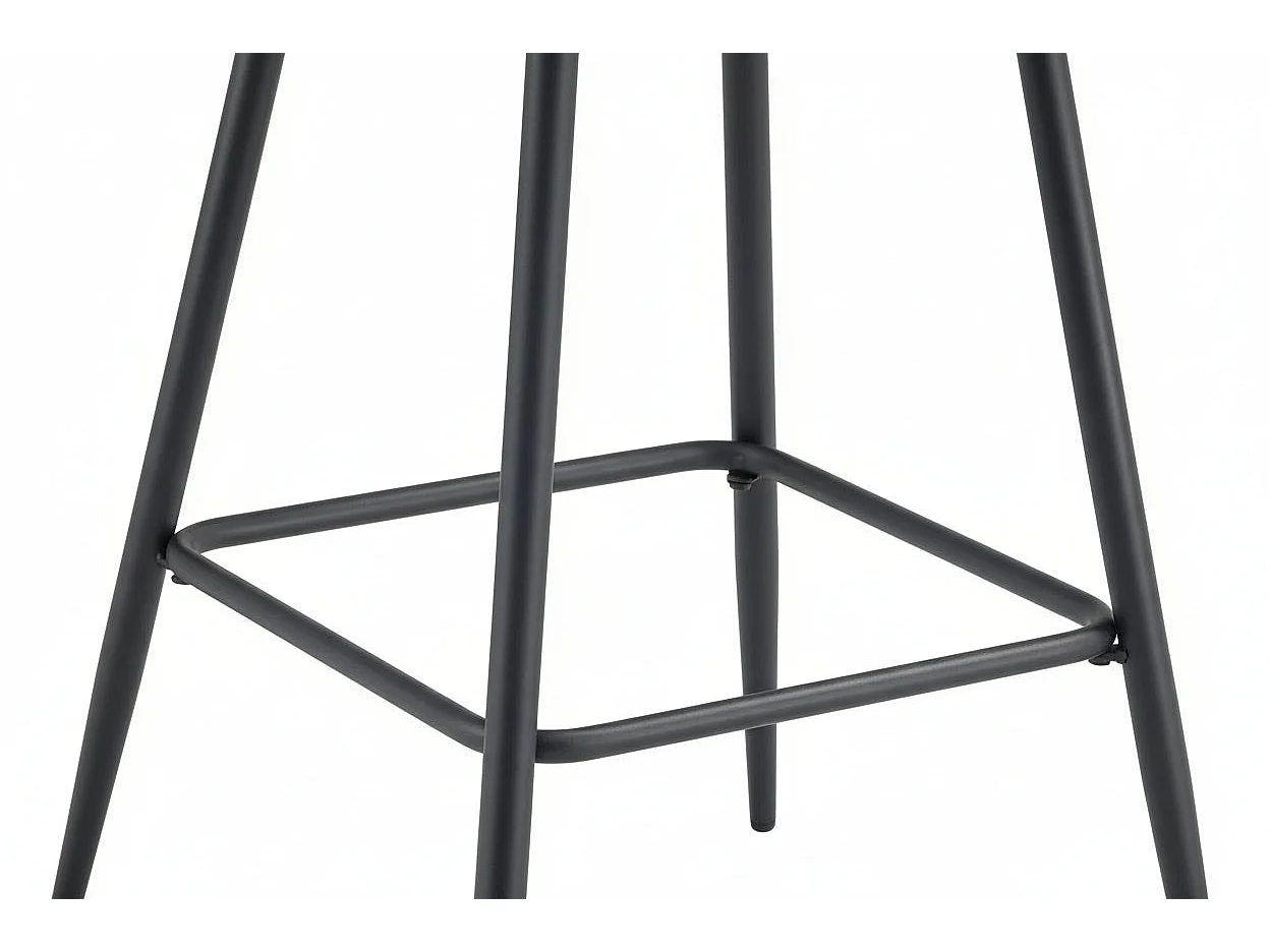 Lot 2 Tabourets de Bar Teddy Velours Rose Pieds Métal Noir 47x36x98cm