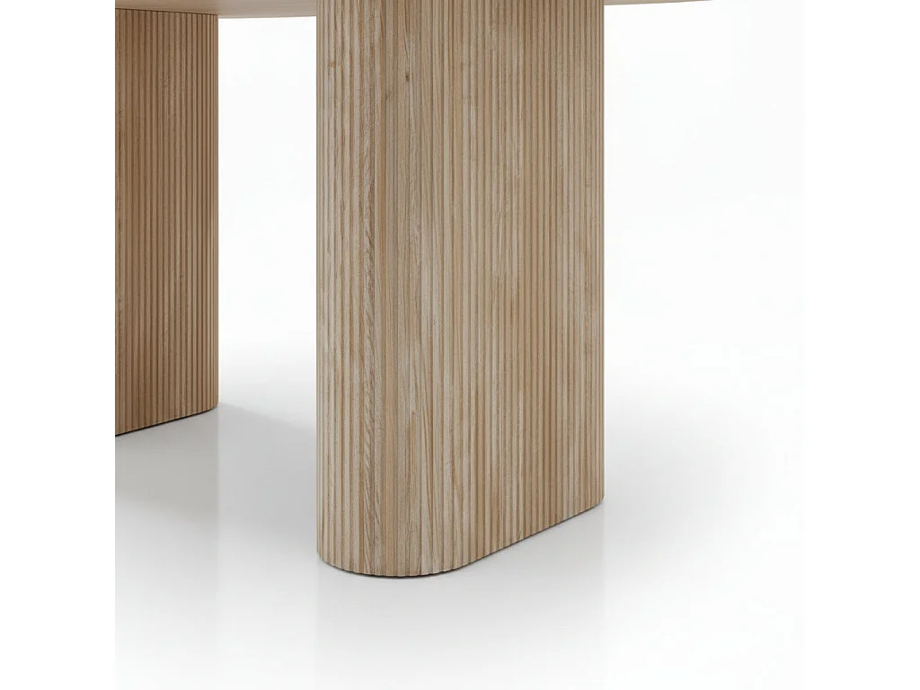 Table à manger céramique effet travertin 180x90 cm pied métal ROXY