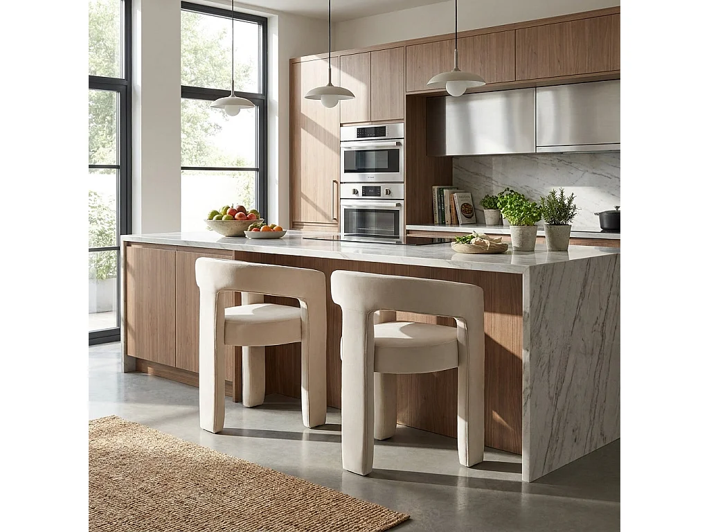 Lot de 2 chaises de salle à manger velours beige rembourrées MAESTRO