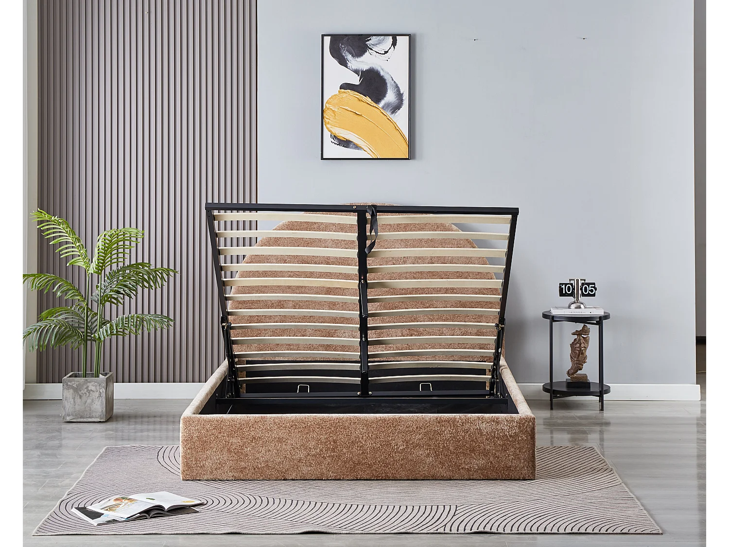 Lit Double Coffre Polaire Moka 160x200 cm