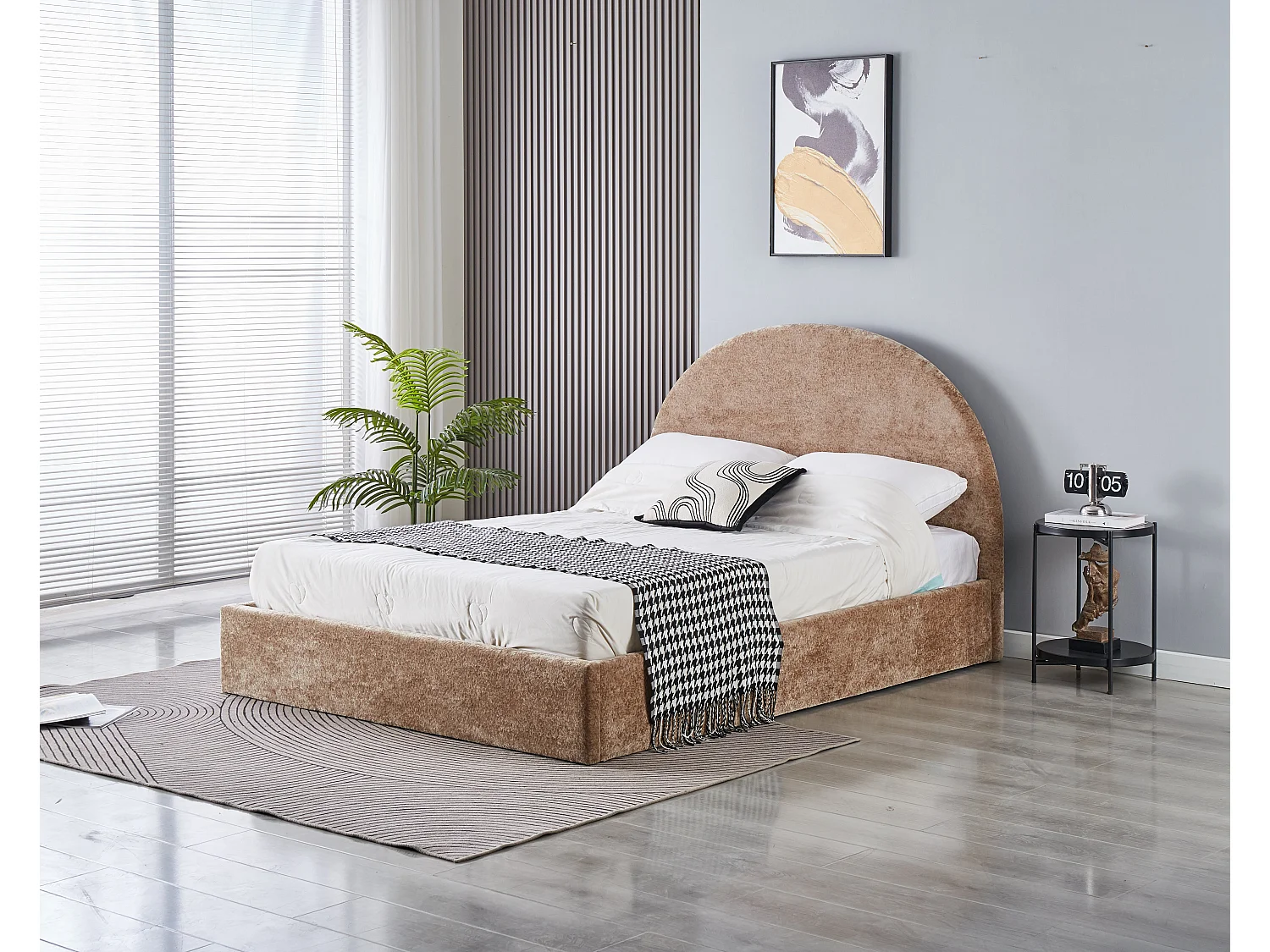 Lit Double Coffre Polaire Moka 160x200 cm