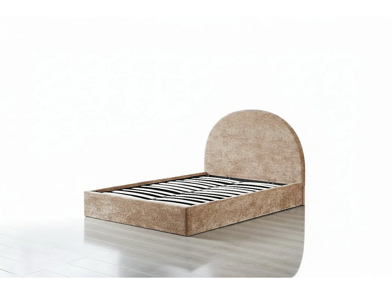 Lit Double Coffre Polaire Moka 160x200 cm