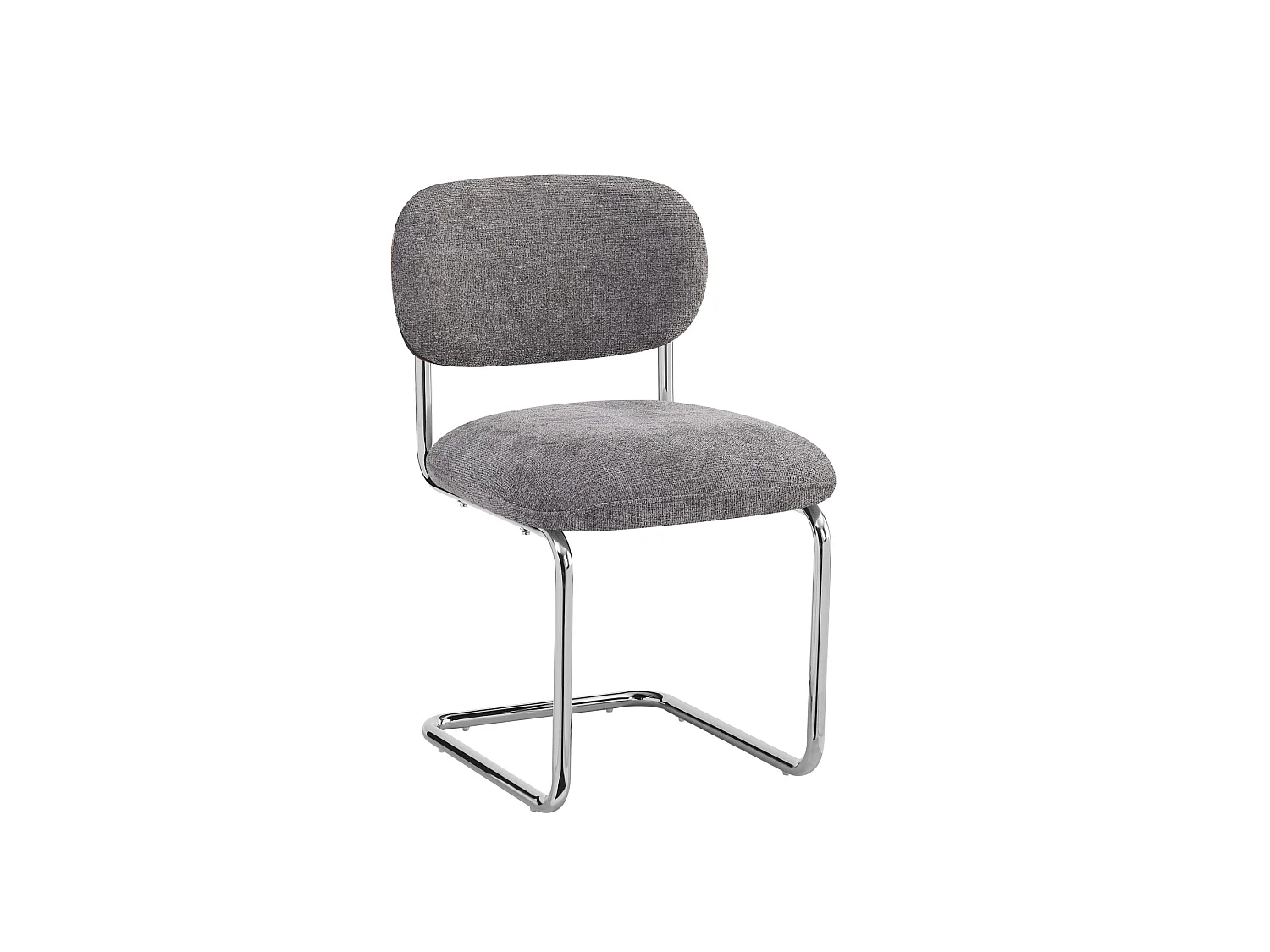 Lot de 4 chaises salle à manger tissu anthracite, pied chrome - ARC